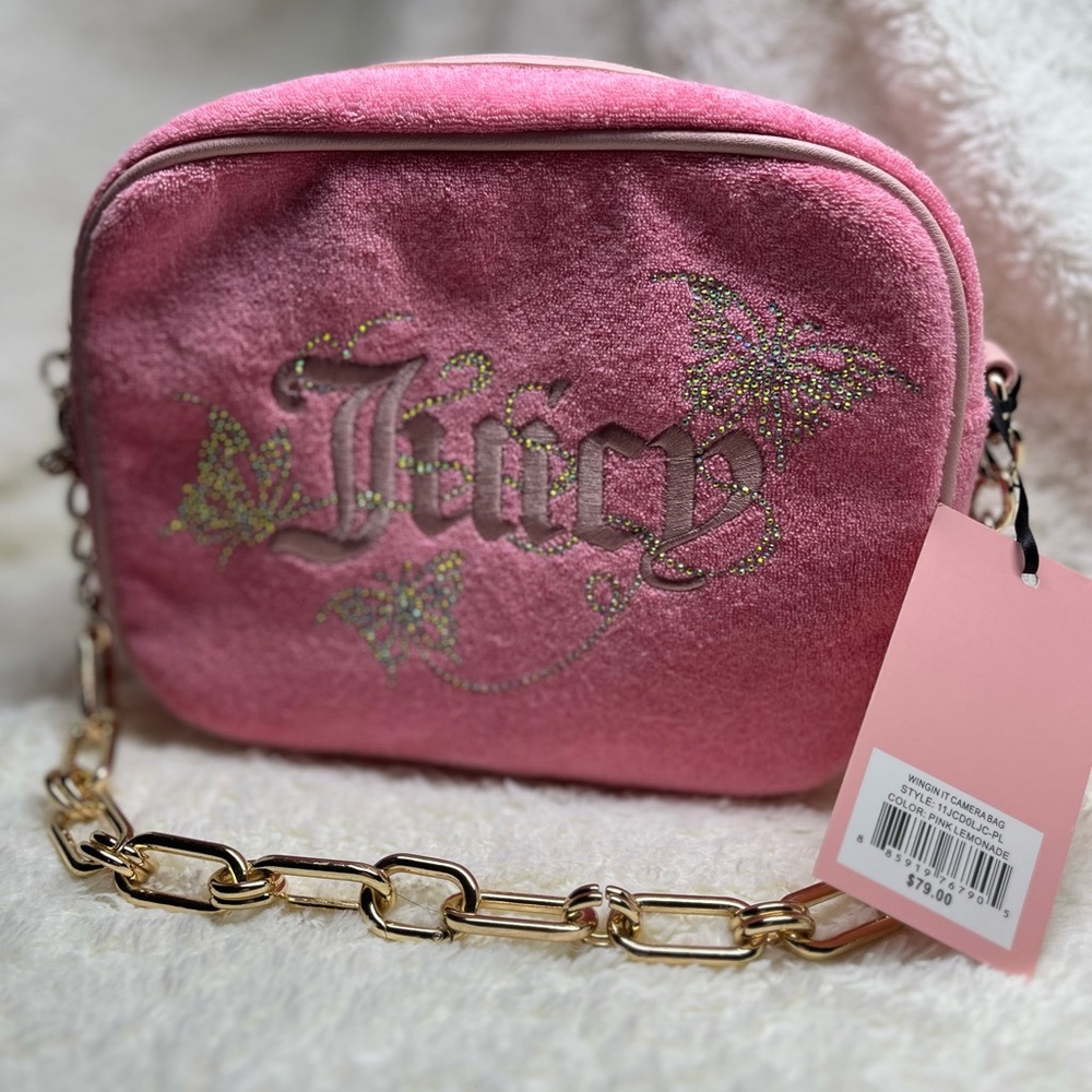 Juicy Couture Pink Crossbody Bag with Gold Chain